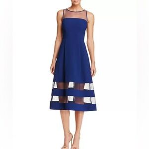 Aidan Mattox Crepe Mesh Fit And Flare Pleat Front Size 12 Dress